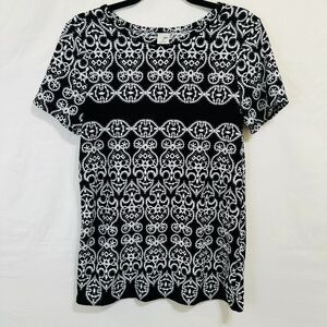 East 5th Women's Stretchy Black/White Textured Top with Soutache Design Size S